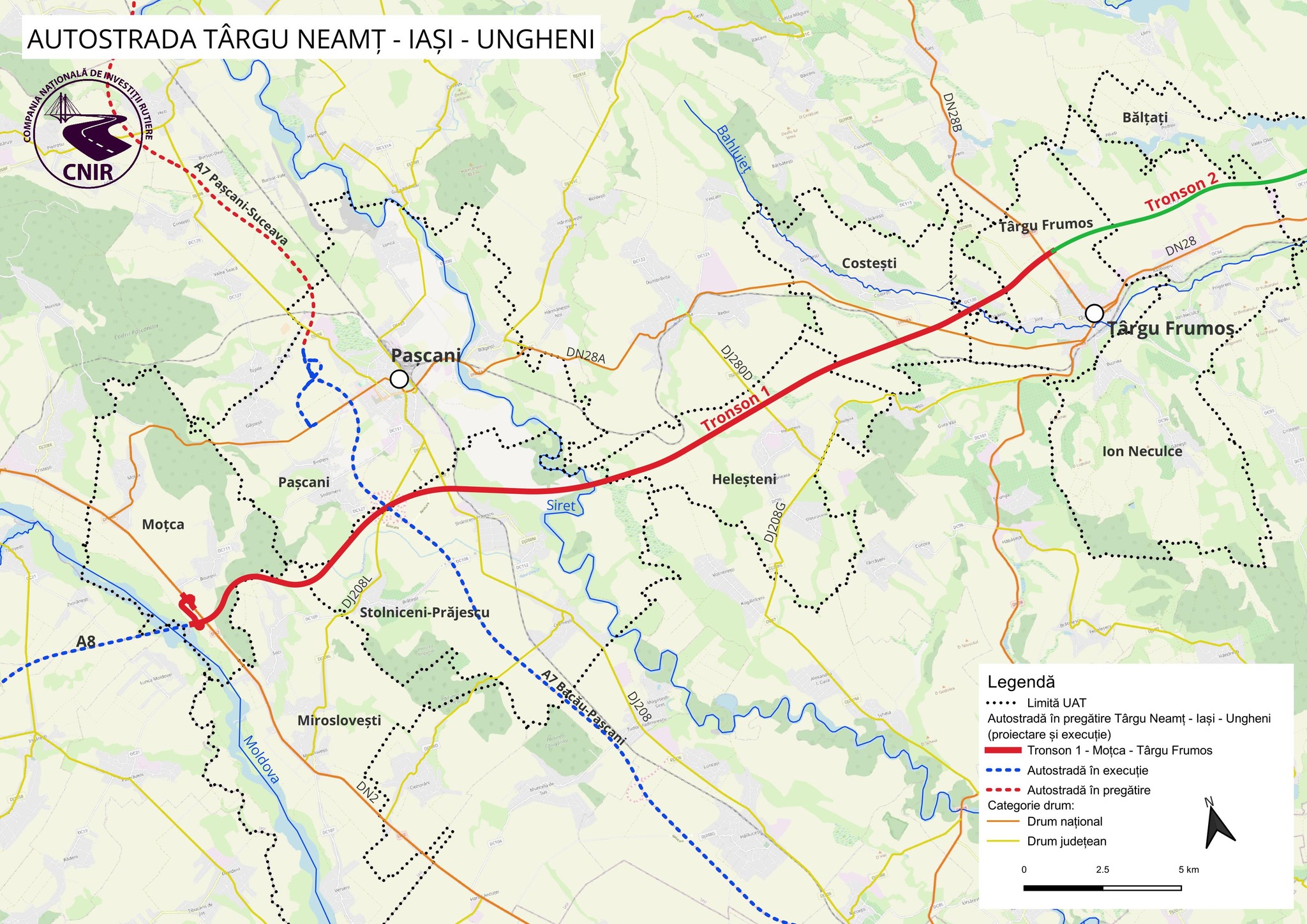 Autostrada Unirii A8, tronsonul Tg Neamt – Tg Frumos va intra in licitatie